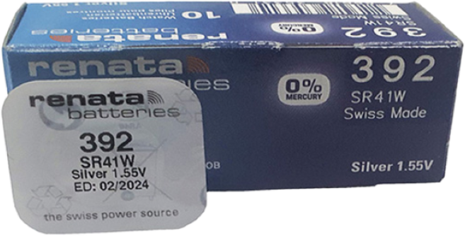 레나타 SR41W 10개 시계배터리 392 SR41 SR736 SB-B1 280-13 V392 D392 247D S736E AG3 GP392 LR736 건전지, 1개, 10개입