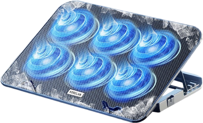 KORELAN 노트북 쿨링패드 강력한 터보팬 게이밍 노트북 전용 13-18인치 높이조절 노트북 액세서리, 블랙, 1개