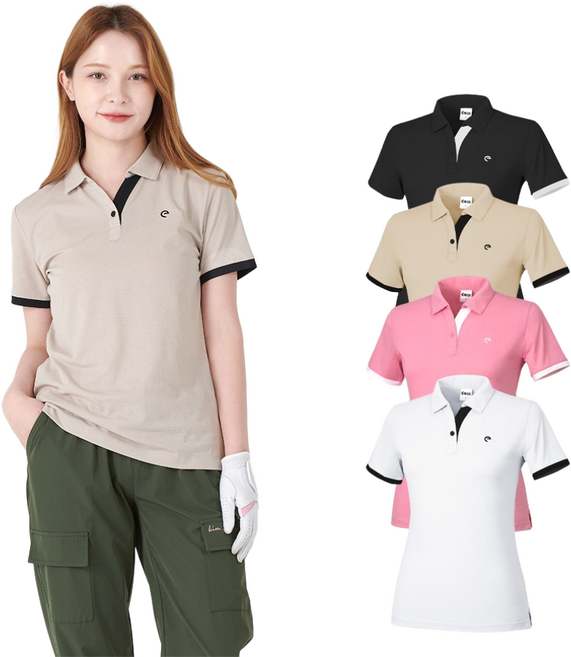 에코스포츠 여성 뉴센스 카라 반팔 티셔츠 여자 등산 골프 스포츠 기능성 숄카라 반팔티