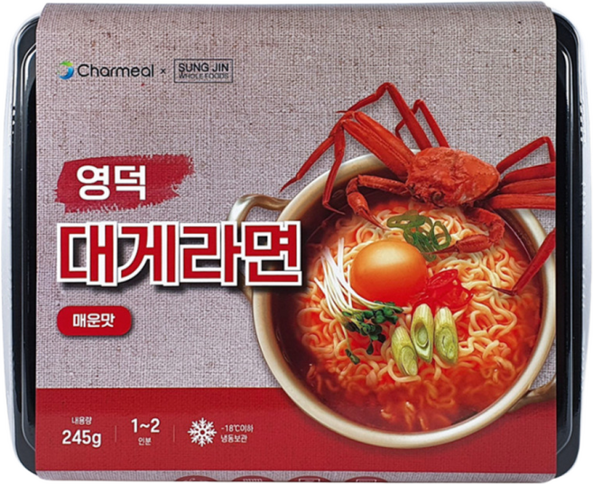 성진홀푸드 영덕 붉은 대게 자숙 홍게 라면 매운맛 간편 홈쿡 밀키트, 2개