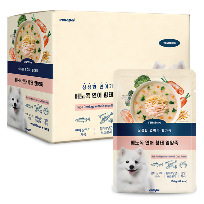 베노독 전연령 강아지 영양죽 습식사료, 연어, 100g, 10개