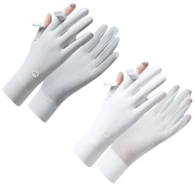미블룸 여성 논슬립 매쉬 자외선차단 다용도 스포츠 장갑 1+1 세트, 그레이+화이트, 1개