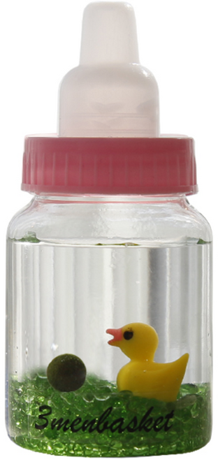 세남자바스켓 베이비 국산 마리모 키우기 미니 젖병 어항, 오리_초록자갈, 1개