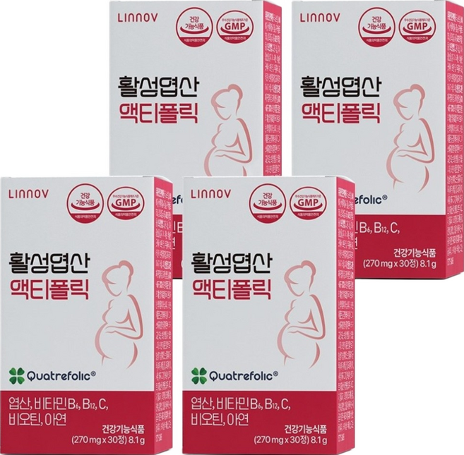 리노브 활성 엽산 액티폴릭, 30정, 4개