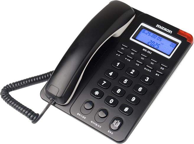 KC인증 맥슨 CID 유선전화기 발신자 표시 단축다이얼 4개 플래시 재다이얼 기능 팩스 카드단말기 겸용, MS-382