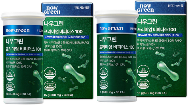 나우그린 정품 프리미엄 비피더스 100, 30정, 2개