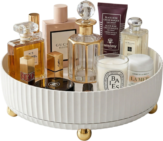 찬란한리빙 다용도 360도 회전 양념통 트레이 화장품 정리대, 1개, 화이트