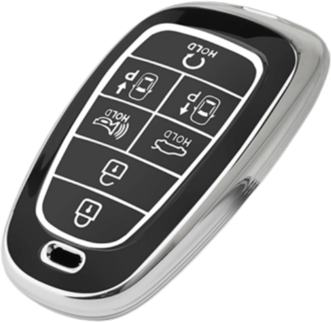 키에티 현대 스마트키 호환 더뉴 팰리세이드 스타리아 스마트 키케이스 7버튼 TPU 키홀더 단품, 실버-블랙