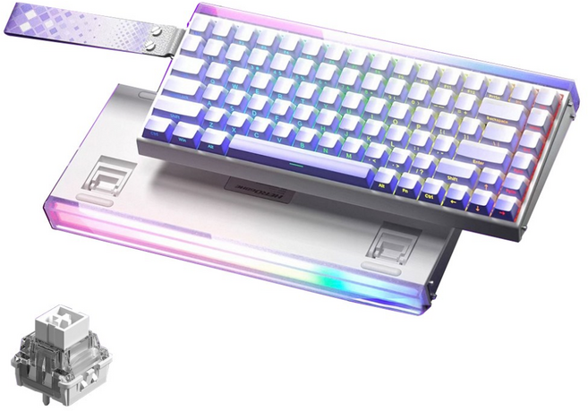 AULA HERO 84HE 마그네틱 축 키보드 유선 게이밍 고성능 8K, RGB light box wired, Side-Engraved Purple