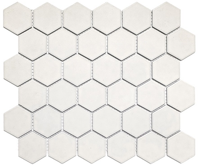 육각 자기질 모자이크 타일 51mm 헥사곤 크림화이트 박스판매 미끄럼 방지 논슬립, 육각형 51mm, 11개, 크림화이트 무광