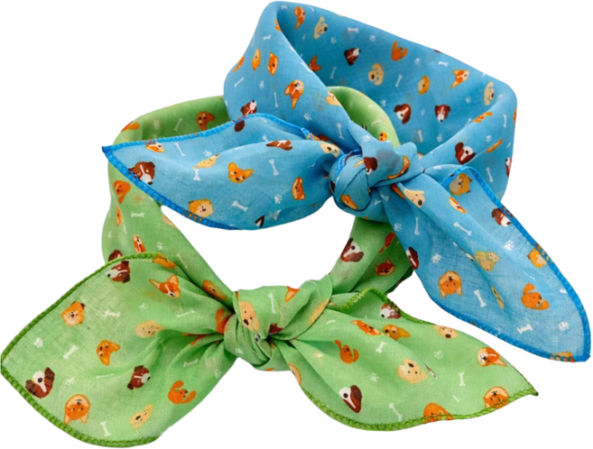 데일리 손수건 고양이&강아지 패턴 아사면 빅사이즈 목수건 2장