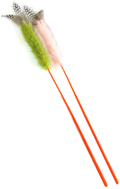 힐링타임 밍크깃털 오뎅꼬치 고양이 장난감, 랜덤 발송, 2개