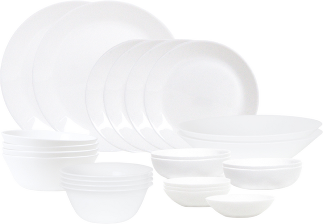 바칠레 그라나다 내열강화유리 4인24P 그릇세트 밀크글라스, 화이트, 8종, 1세트