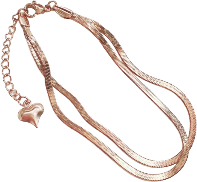 [써지컬스틸] 두줄 뱀줄 팔찌 (발찌 추가가능 같은 너비), 로즈골드, 1개