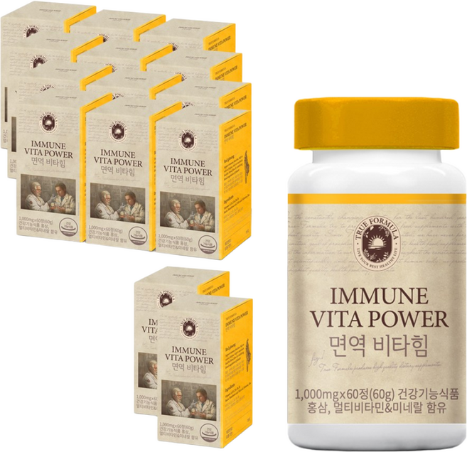 트루포뮬러 면역비타힘 12병(12개월) (무료배송+추가 2개월증정) (멀티비타민 엽산 아연 셀렌 홍삼 비타민C), 60정, 14개