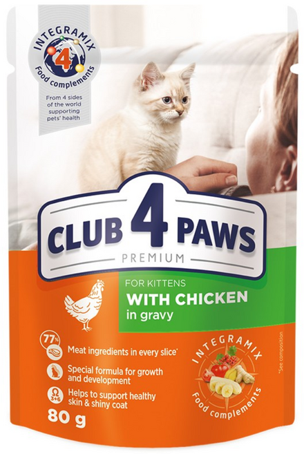 클럽4포우즈 프리미엄 파우치 키튼 치킨그레이비, 10개, 80g, 닭