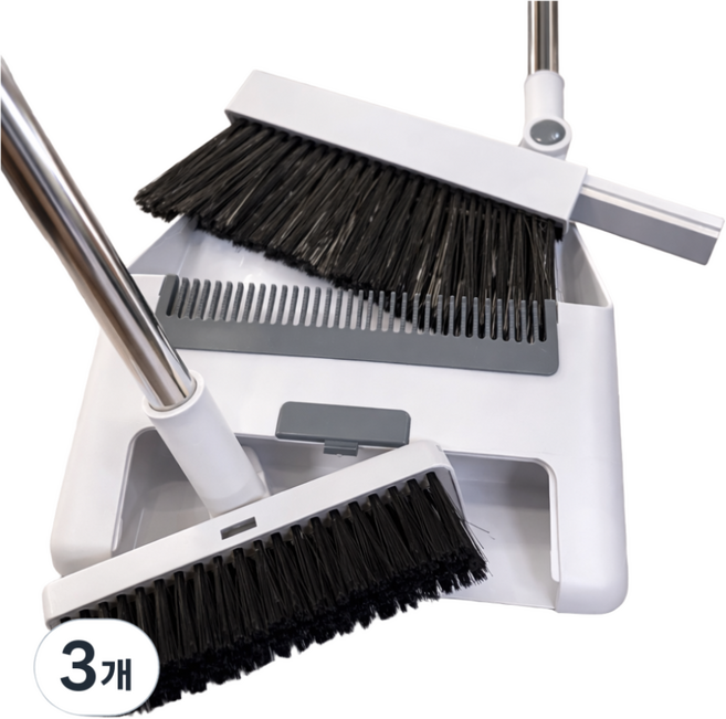 하루하늘 빗자루 쓰레받기 4종세트 가정 업소용 틈새수납 청소도구, 화이트, 3개