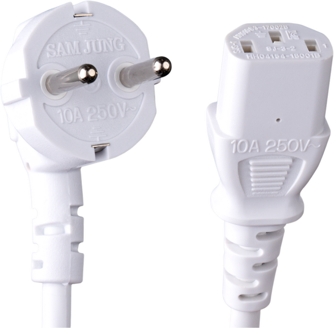 삼정 국산 AC 전원케이블 파워코드 화이트, 3m, 1개