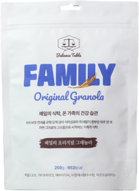 밸런스테이블 수제 통곡물 단백질 그래놀라 시리얼, 패밀리 오리지널 그래놀라, 200g
