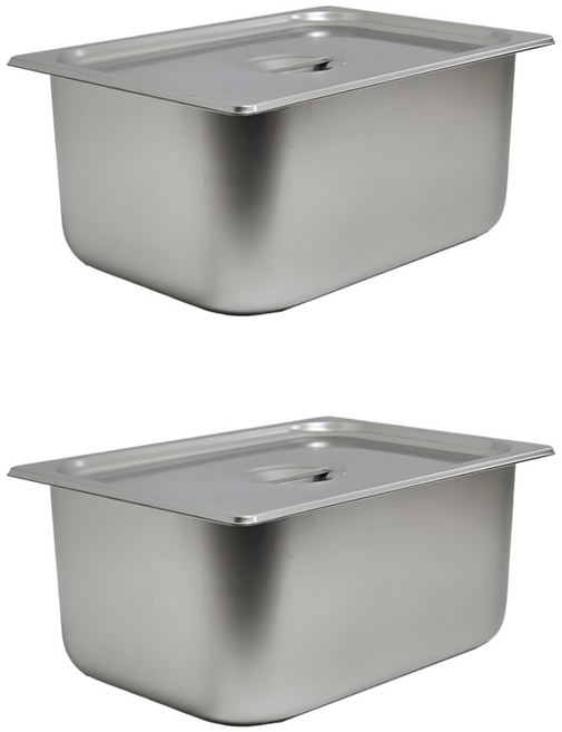 STS304 스텐밧드 업소용 주방용 반찬 스텐용기, 2세트, 하부+뚜껑
