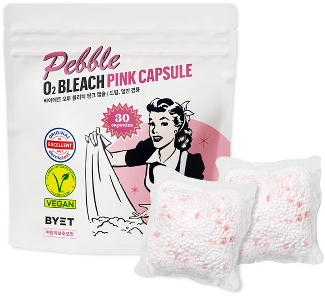 바이에트 페블 오투 블리치 핑크 캡슐 삶음세제, 1개, 30개입