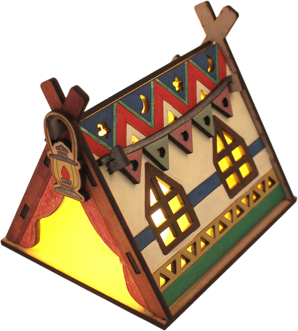 [아이디몬] 우드 DIY 인디언텐트 만들기 꾸미기 나무 조립 캠핑 미니어쳐 색칠놀이 입체 퍼즐 키트, 혼합색상, 1개