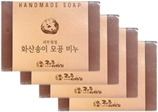 제주이야기 천연 수제 비누 100g 5종 물광마유 애기감귤 촉촉백년초 화산송이 도자기벌꿀, 4개입
