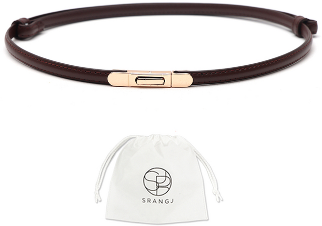 에스랑제이 여성 얇은 원피스 슬림 가죽 자동버클 허리벨트