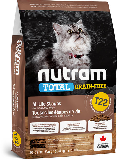 nutram 全齡貓 無穀全能乾飼料 火雞+雞肉 2公斤 加拿大製造, 2kg, 1袋