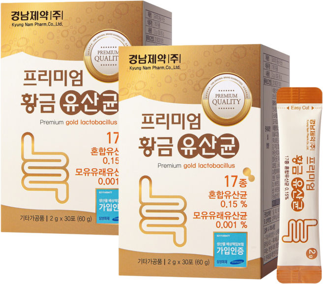 [경남제약] 프리미엄 황금 유산균 2g X 30포 2개월분, 2개, 60g