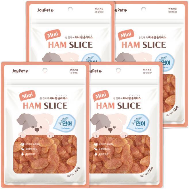 조이펫 강아지 햄 슬라이스 간식, 연어, 50g, 4개