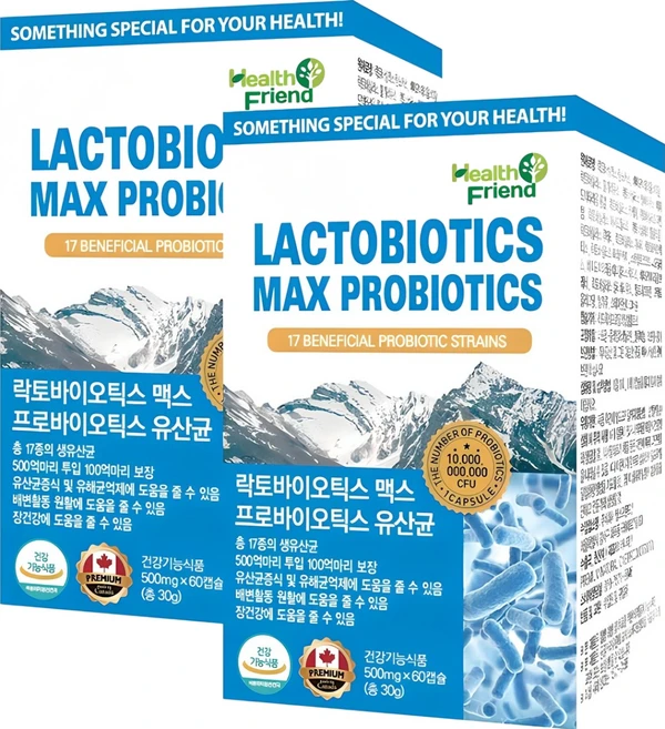 헬스프랜드 캐나다 프로바이오틱스 생유산균 500억투입 100억보장 2개월분 유산균, 60정, 2박스 - 쿠팡