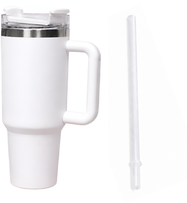 무광 대용량 스테인리스 텀블러 빨대 세트 보온 보냉 스텐 진공, 1세트, 887ml, 화이트