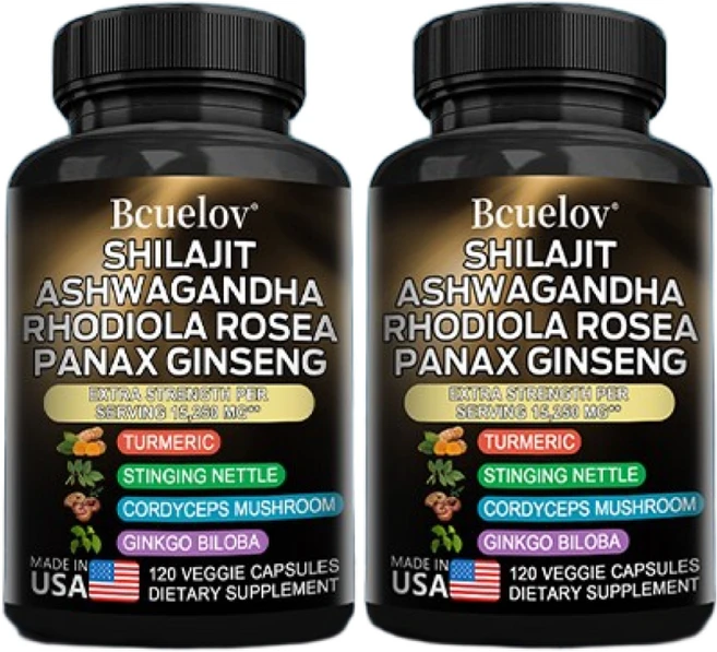 실라짓 레진 히말라야 - 15250 mg - 아슈와간다 인삼 동충하초 은행나무 강황 - 뇌 면역 관절 에너지 노화 방지에 도움, 1개, 120정 - 쿠팡