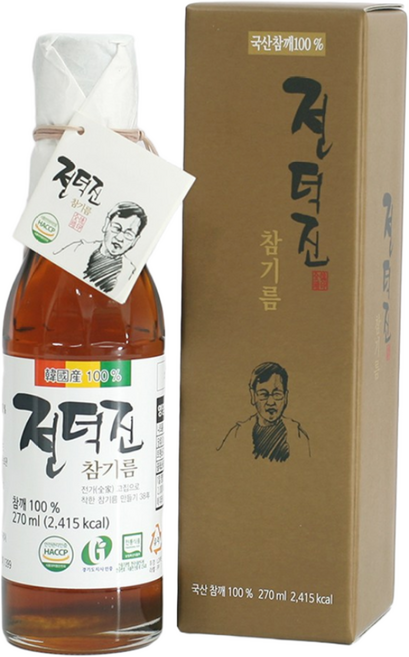 옥천식품 전덕진 참기름 선물용 저온압착 40년전통 국산참기름, 1개, 270ml