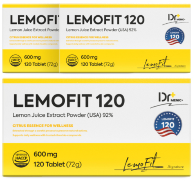 [정품 92%] 레모핏 120 미국산 고체 레몬즙 엑기스 식약처 해썹, 3개, 120정