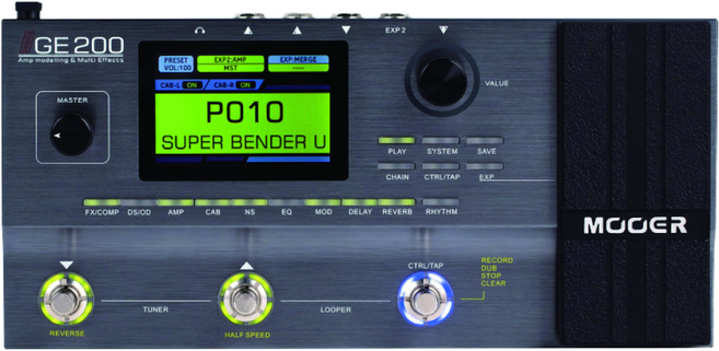 Mooer 무어 GE200 기타 베이스 입문용 이펙터 멀티이펙터 멀티이펙트 프로세서 GE-200, 1개