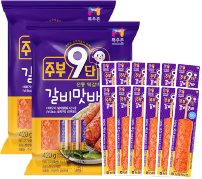 주부9단 전통 떡갈비맛 갈비맛바 420g (70gX6개입) 2개