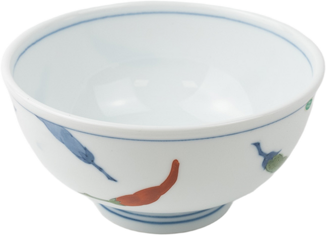 [4p 세트] 일본 아리타 대접 다이도아 고추무늬 도자기, 4개, 화이트