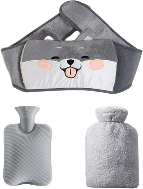 헤스티래빗 보온 물주머니 올인원 찜질팩, 회색강아지, 1세트