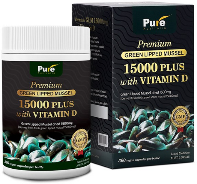 퓨어 호주 뉴질랜드 고함량 초록홍합 15000 플러스 비타민D 360캡슐 무료배송!, 360정, 1개