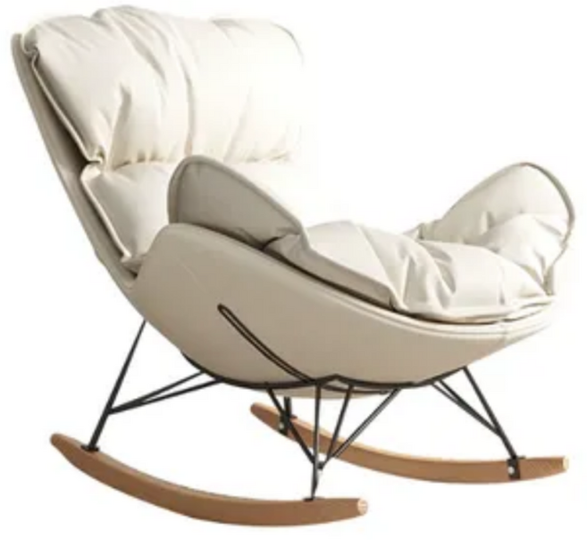 쿠시에 Cushie 포근한 프리미엄 럭셔리 흔들의자 리클라이너 스윙체어 안락의자 북유럽 독서의자 1인쇼파, 1개, 1. 베이지