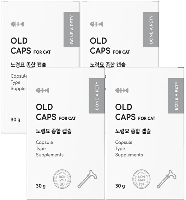 본아페티 노령묘 종합 영양제 올드캡스포캣 관절 구내염 항산화 눈 건강 관리, 4개, 종합영양제, 60정 - 쿠팡