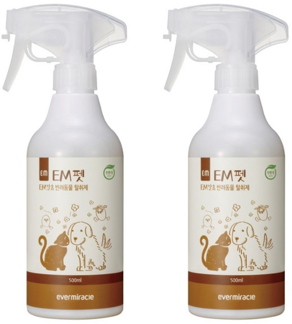 EM펫 친환경 탈취제2개 (500ml) 반려동물 악취제거 배변판청소 강아지냄새제거 고양이탈취제, 2개, 500ml