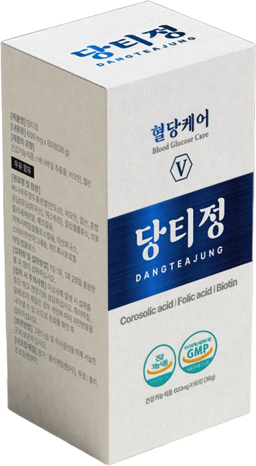 당티정 60정 식후 혈당 관리 혈당 케어 바나바잎 추출물 코로솔산 엽산 비오틴, 4개
