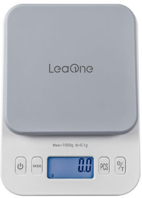 LeaOne 초정밀 0.1g 측정 디지털 주방저울, TSD-01K, 화이트+그레이 혼합색상, 1kg