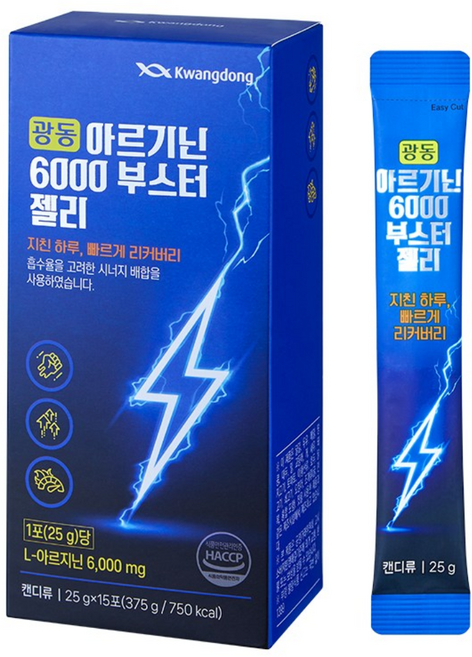 광동 아르기닌 6000mg 오르니틴 타우린 부스터 복숭아맛 젤리, 1개, 15회분