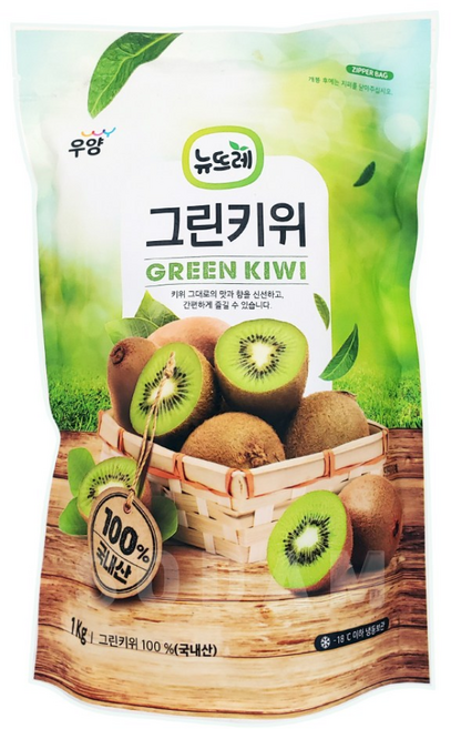 뉴뜨레 국내산 냉동그린키위 1kg / 국산 무가당 홀, 5개
