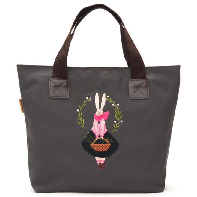 dams 담스 토끼자수 스퀘어 토트백 가벼운 패브릭 손가방