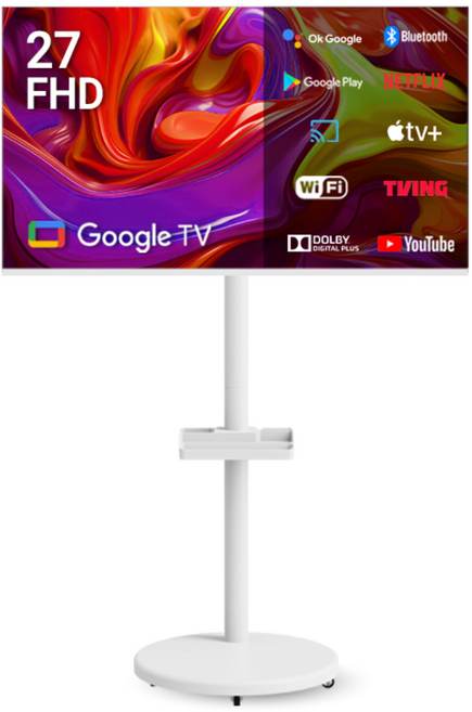 무빙큐빅스 화이트에디션 27인치 FHD 삼탠바이미 퍼스트 셋트 이동식 스마트TV 삼텐바이미 중소바이미, 고객직접설치, 스탠드형, 68.58cm/27인치